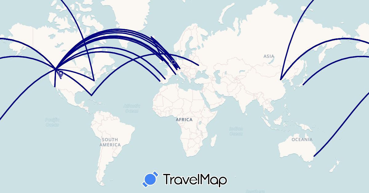 TravelMap itinerary: driving in Australia, Switzerland, China, Germany, Spain, France, United Kingdom, Ireland, Iceland, Japan, Netherlands, Portugal, Ukraine, United States (Asia, Europe, North America, Oceania)